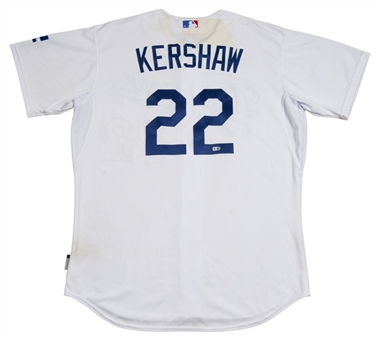 2015 Clayton Kershaw Game Used Photo Matched Los Angeles Dodgers Home Jersey From 5/26/15 Game Vs. Atlanta Braves - Career Win #101 (MLB Authenticated)